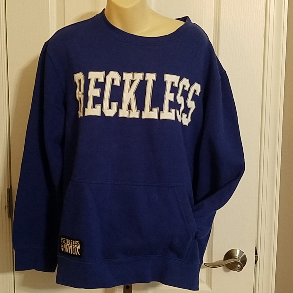 Young & Reckless Oversized Blue Pouch Sweatshirt